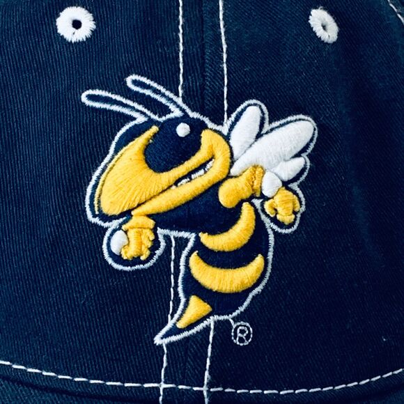 Vintage Georgia Tech Yellow Jackets Blue Hat Cotton Adjustable Rim Drew Pearson - Picture 3 of 7